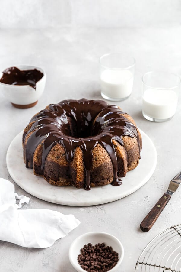 Chocolate Chip Marble Bundt Cake - Browned Butter Blondie