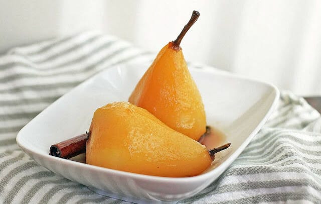 Poached Pears in a Spiced Honey Syrup