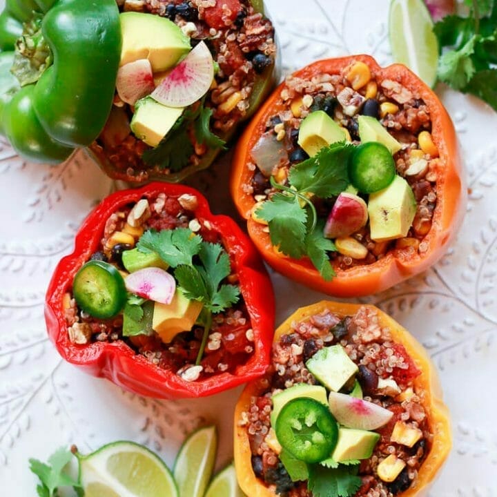 Vegetarian Stuffed Bell Peppers with Quinoa (Instant Pot or Baked)