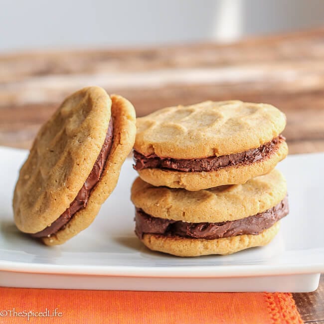 Peanut Butter Sandwich Cookies with Peanut Butter Chocolate Ganache:  #CreativeCookieExchange - The Spiced Life