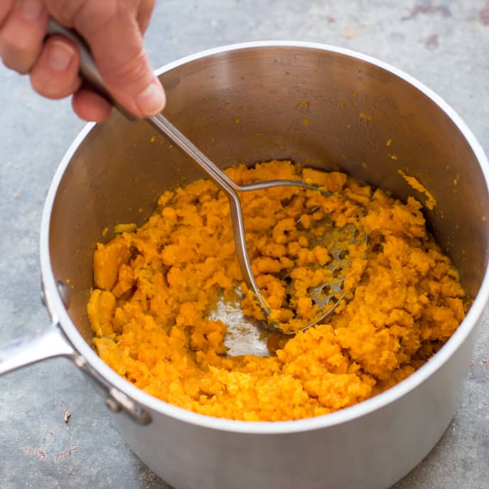 Garlic-Scented Mashed Sweet Potatoes with Coconut Milk and Cilantro | Cook's Illustrated