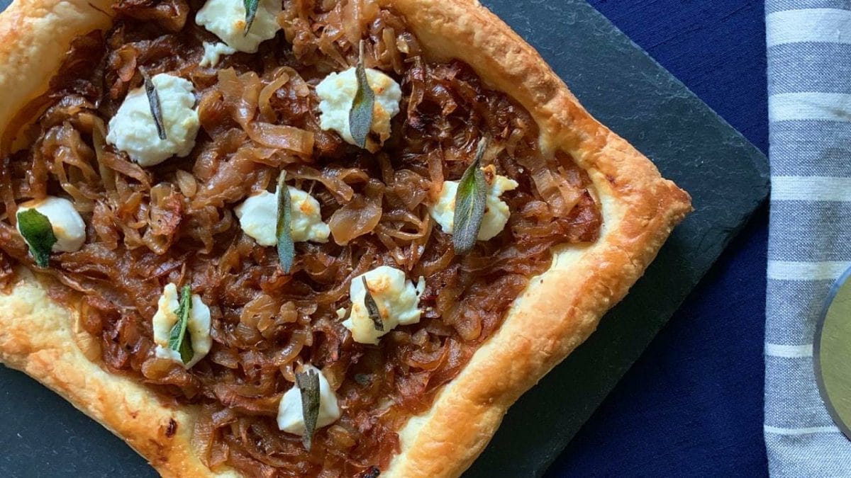 8 & Recipe: Caramelized Onion and Goat Cheese Tart with Fried Sage | Wine Spectator